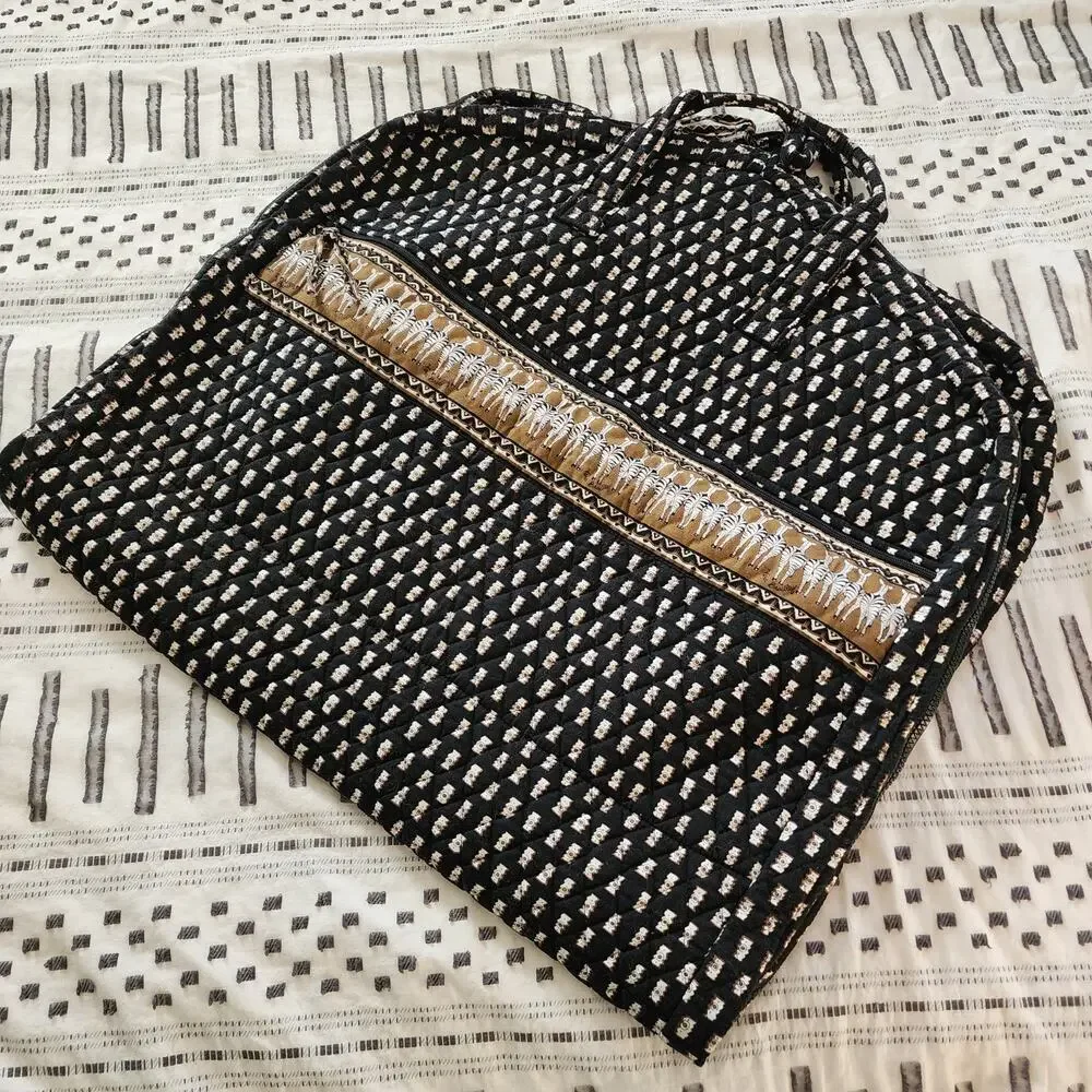 Vintage Vera Bradley Zebra Hanging Garment Bag Black Quilted Dual Handle Retired